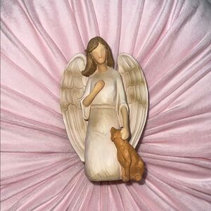 Guardian Angel Sculpture with Outstretched Wings & a Dog - Seagull Studios - EUC